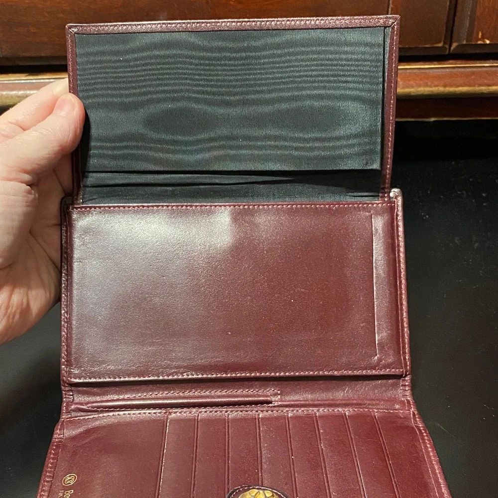 Bosca Full grain leather vintage checkbook burgundy wallet